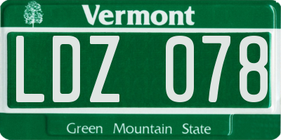 VT license plate LDZ078
