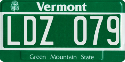 VT license plate LDZ079