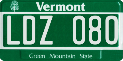 VT license plate LDZ080