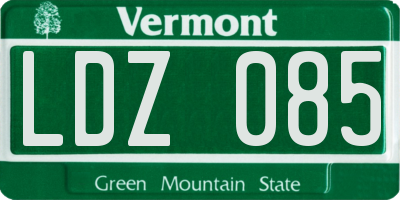 VT license plate LDZ085