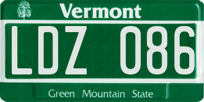 VT license plate LDZ086