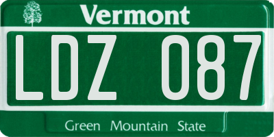 VT license plate LDZ087