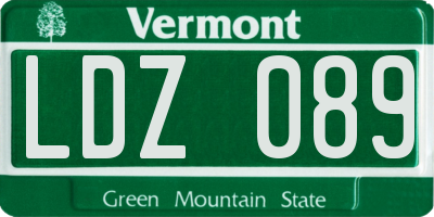 VT license plate LDZ089