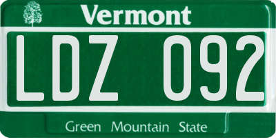 VT license plate LDZ092