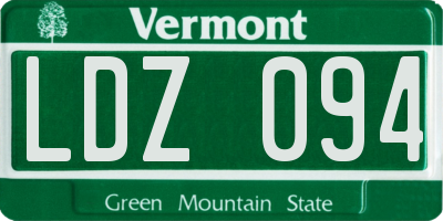 VT license plate LDZ094