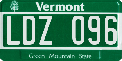 VT license plate LDZ096