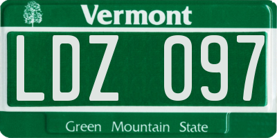 VT license plate LDZ097