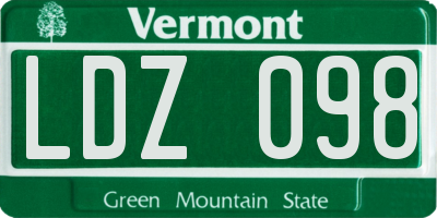 VT license plate LDZ098