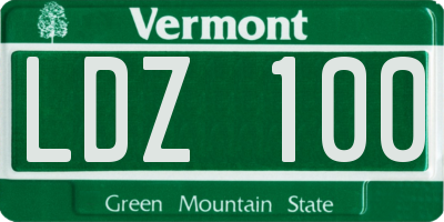 VT license plate LDZ100