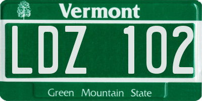 VT license plate LDZ102
