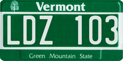 VT license plate LDZ103