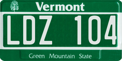 VT license plate LDZ104