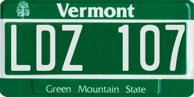 VT license plate LDZ107