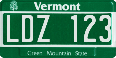 VT license plate LDZ123