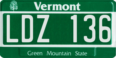 VT license plate LDZ136