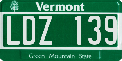 VT license plate LDZ139