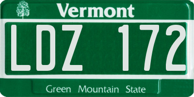VT license plate LDZ172