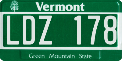 VT license plate LDZ178