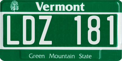 VT license plate LDZ181