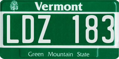 VT license plate LDZ183