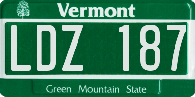 VT license plate LDZ187