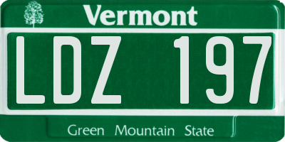 VT license plate LDZ197