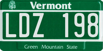 VT license plate LDZ198