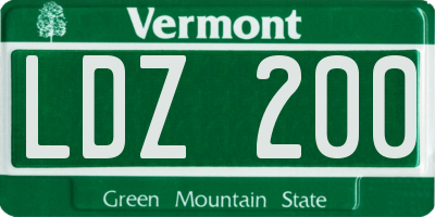 VT license plate LDZ200