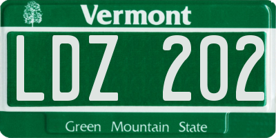 VT license plate LDZ202