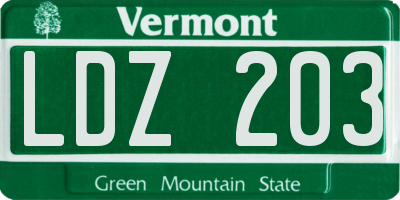 VT license plate LDZ203