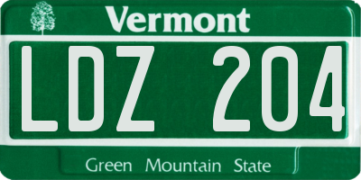 VT license plate LDZ204