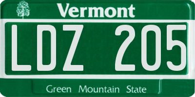 VT license plate LDZ205