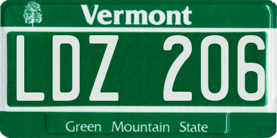 VT license plate LDZ206