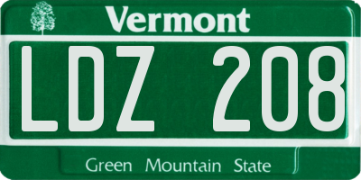 VT license plate LDZ208