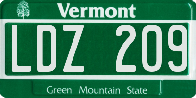 VT license plate LDZ209