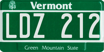 VT license plate LDZ212
