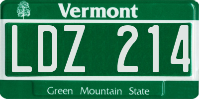 VT license plate LDZ214
