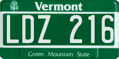 VT license plate LDZ216