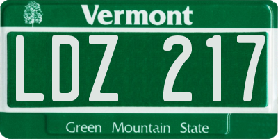 VT license plate LDZ217
