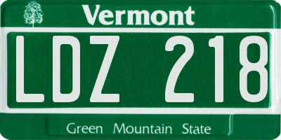 VT license plate LDZ218