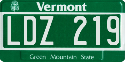 VT license plate LDZ219