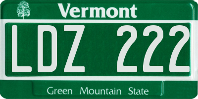 VT license plate LDZ222