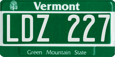 VT license plate LDZ227