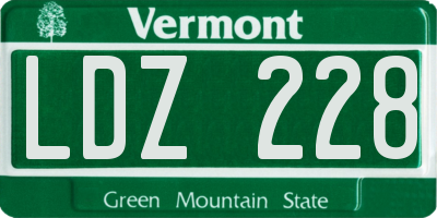 VT license plate LDZ228