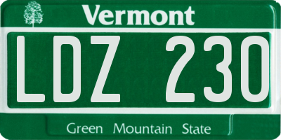 VT license plate LDZ230