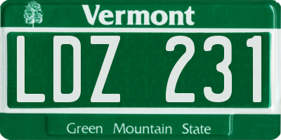 VT license plate LDZ231