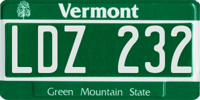 VT license plate LDZ232