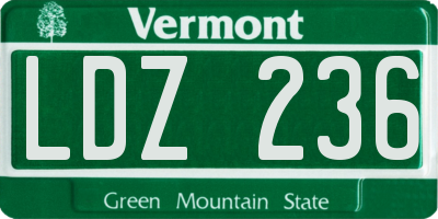VT license plate LDZ236