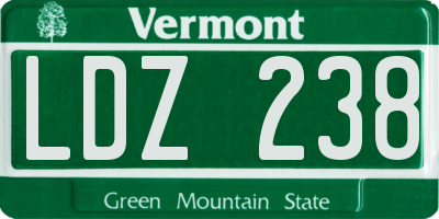 VT license plate LDZ238