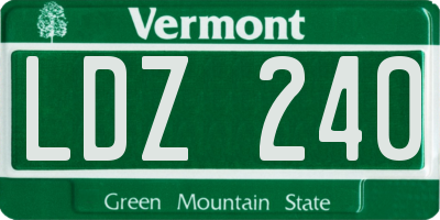 VT license plate LDZ240
